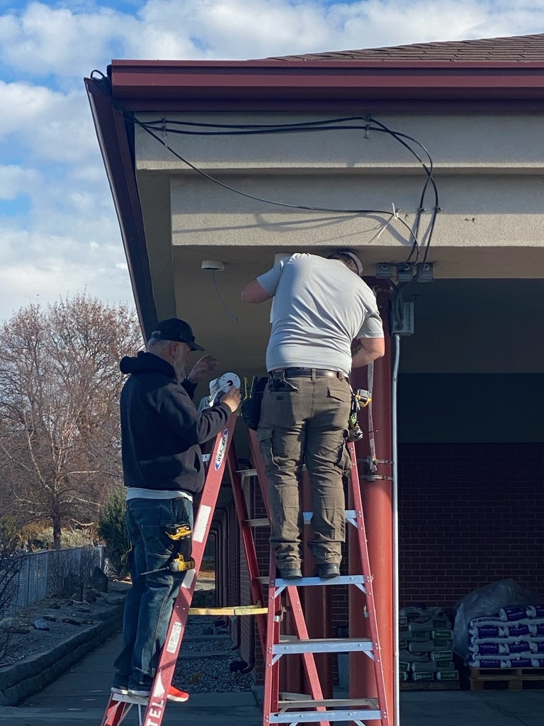 Installation of security cameras at Waterville School.