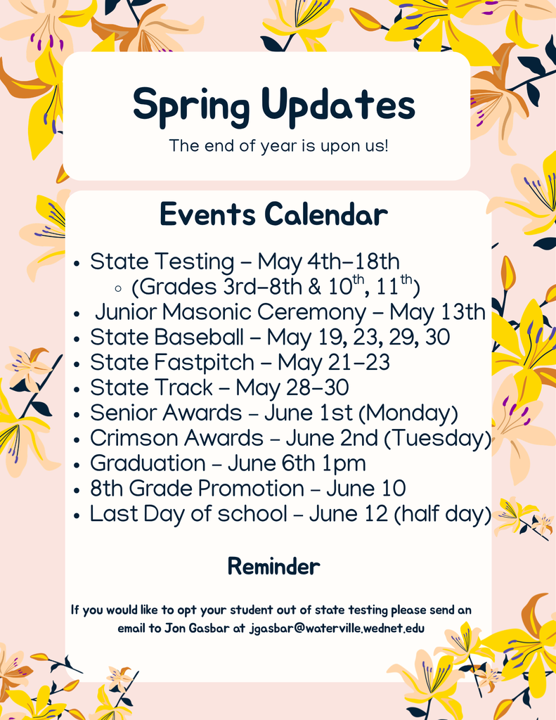 Spring Event Calendar