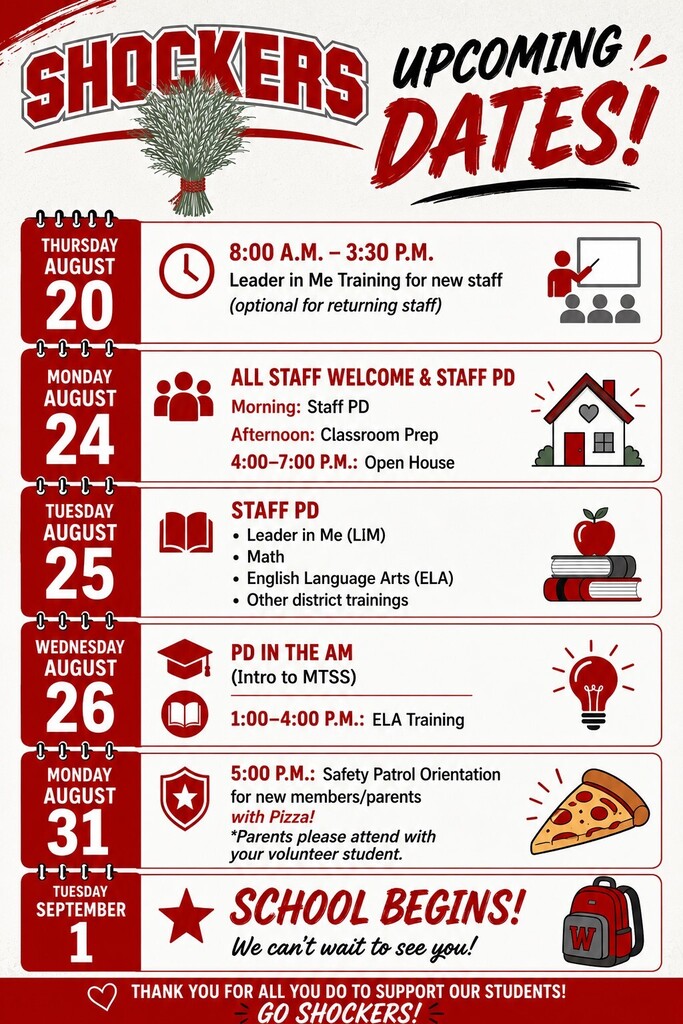 Upcoming Dates for 2027 school Year.
