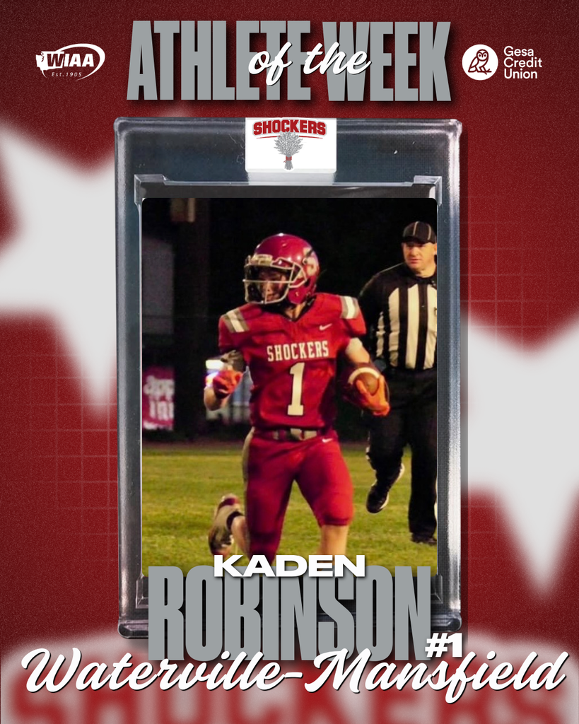 Football player in a crimson uniform on the football field.