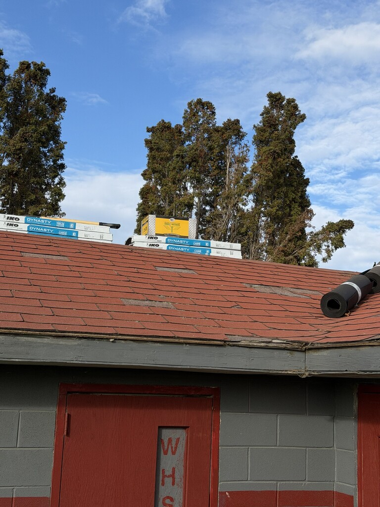 Gray and red shed