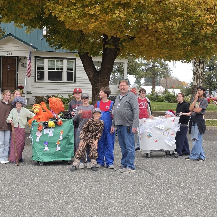 Students dressed up in costumes.