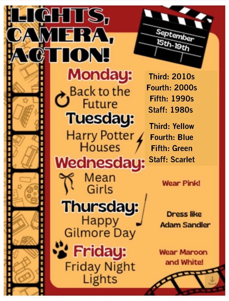 days of week with dress up days, movie strips