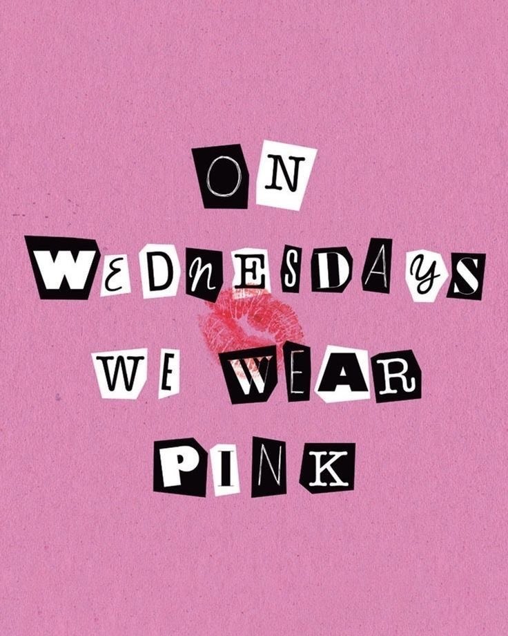 pink background with lettering