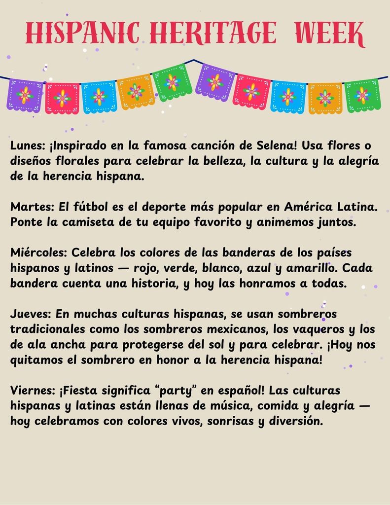 Hispanic Heritage Dress up days