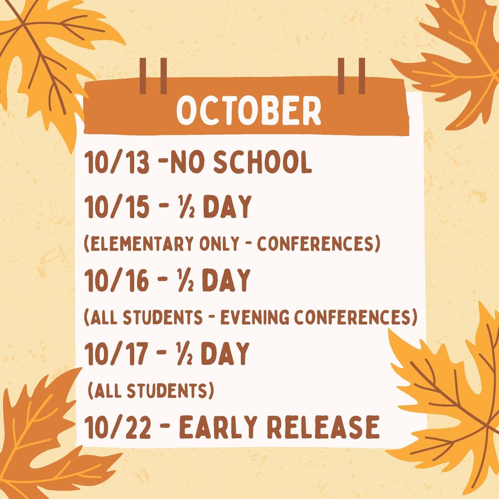 list of dates with leaf's for october