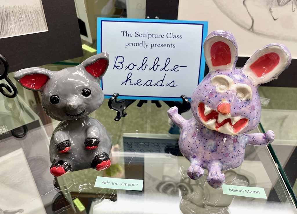 mouse & scary bunny bobble head