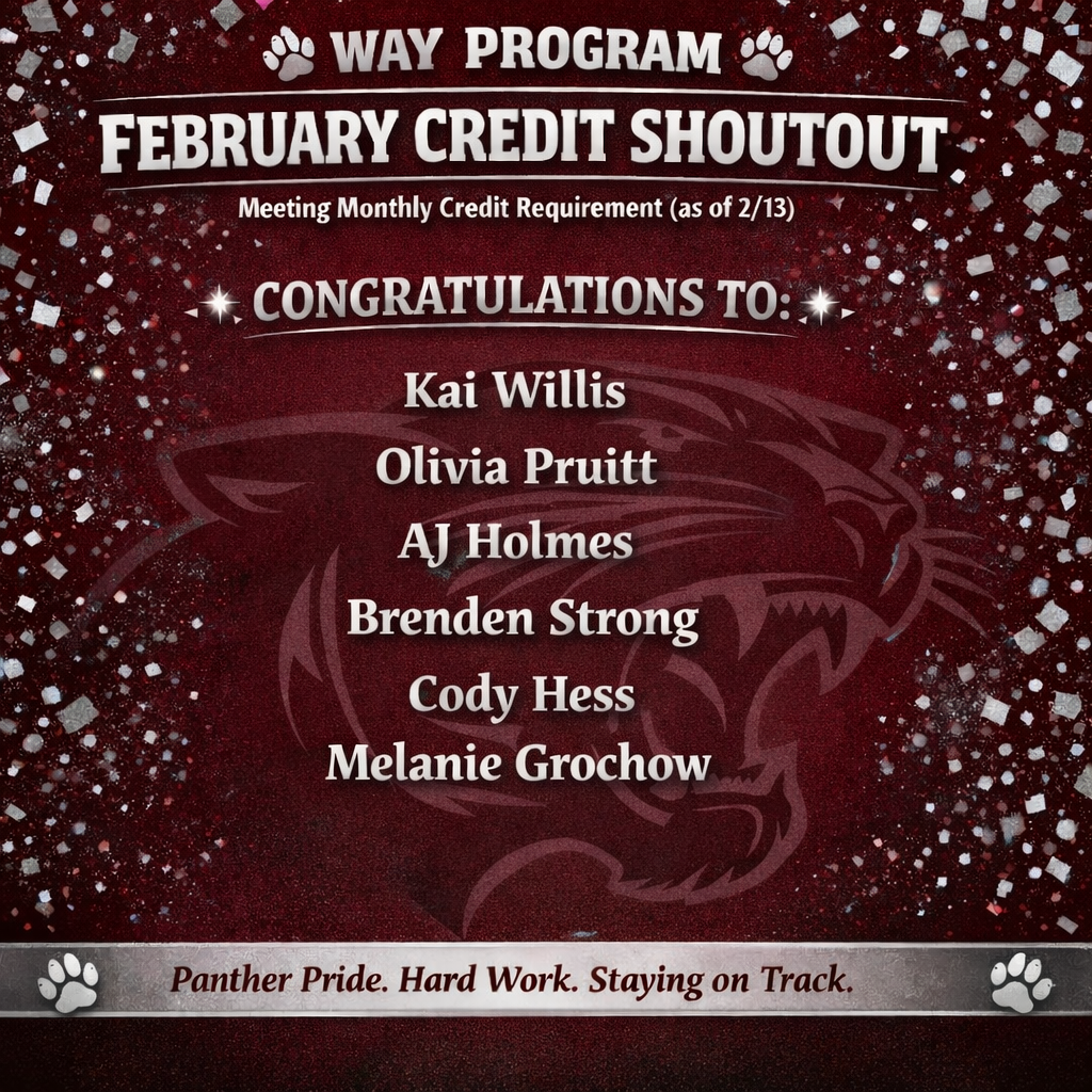 🎉 WAY PROGRAM 🎉 FEBRUARY CREDIT SHOUT OUT updated as of Feb. 13!! Keep up the good work, students