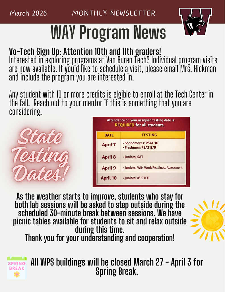 Spring is right around the corner! 🌷 Take a look at our March newsletter below to stay up to date on everything happening at Watervliet WAY.