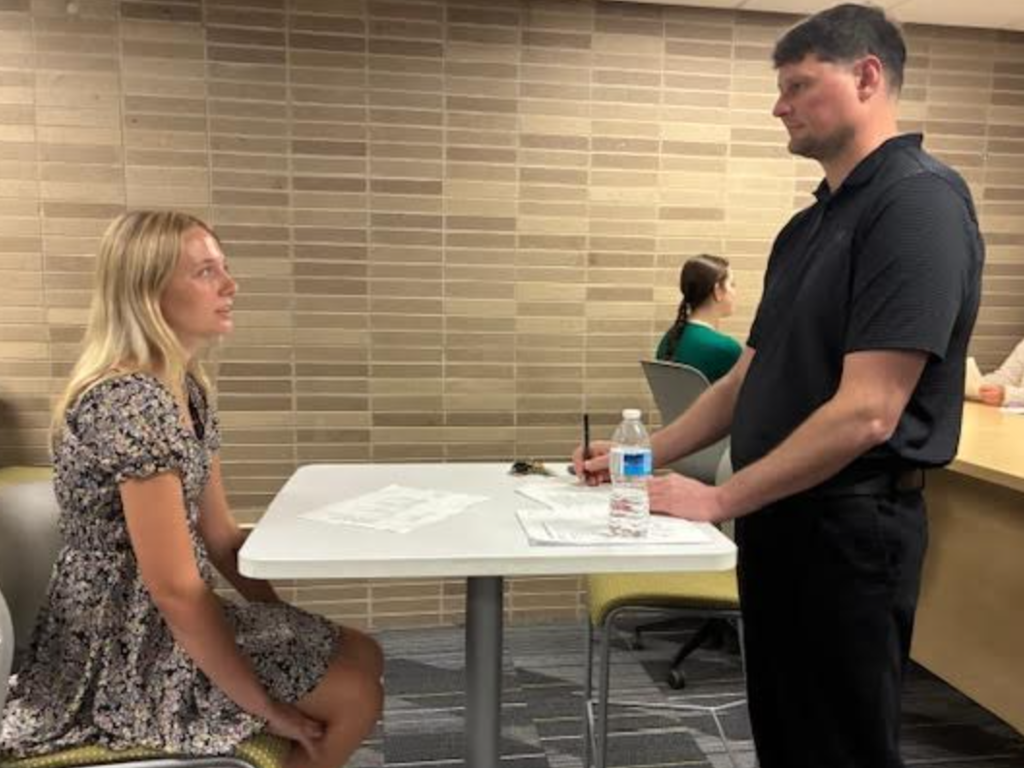 students interviewing