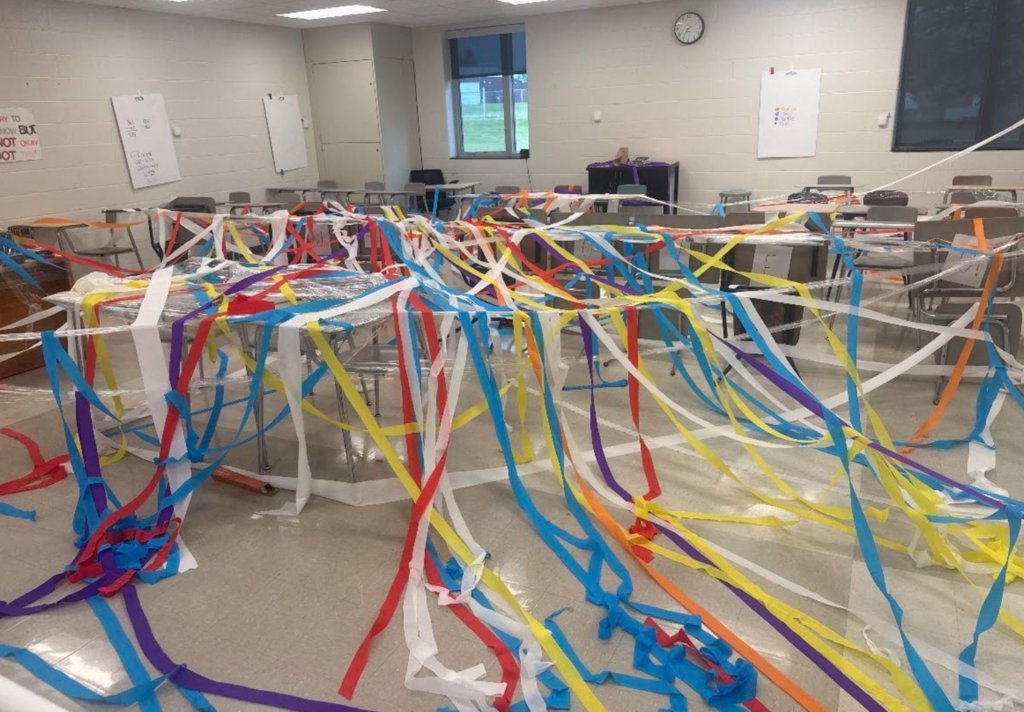streamers in room