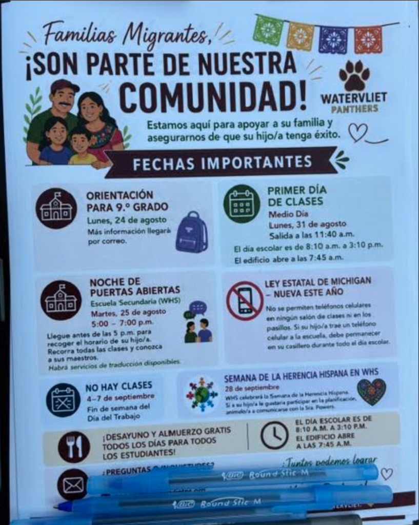 image of flyer with start of the school year info