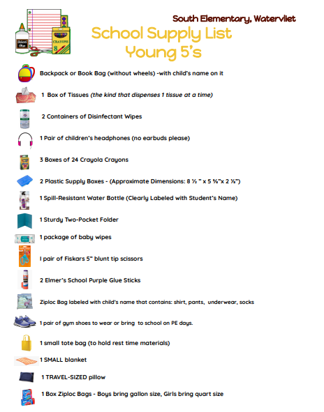 Young 5 Supply List