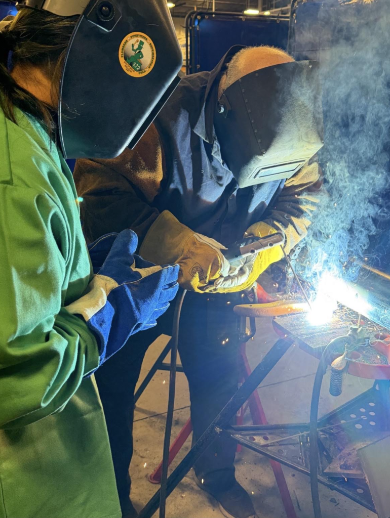 student welding