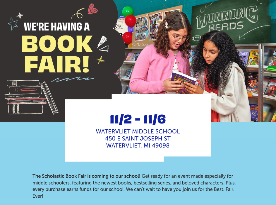 Bookfair at Watervliet Middle School 11/2-11/6