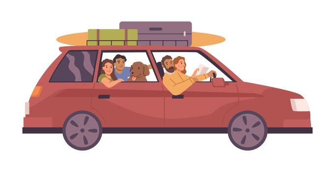 Family in car