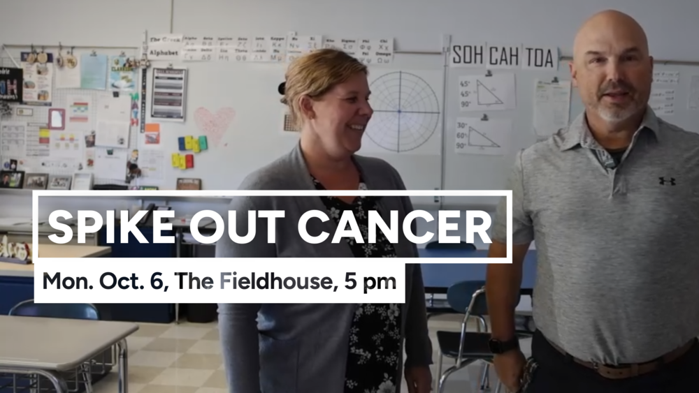 Thumbnail from the video for the Spike Out Cancer volleyball game Monday October 6, 2025 at 5 pm