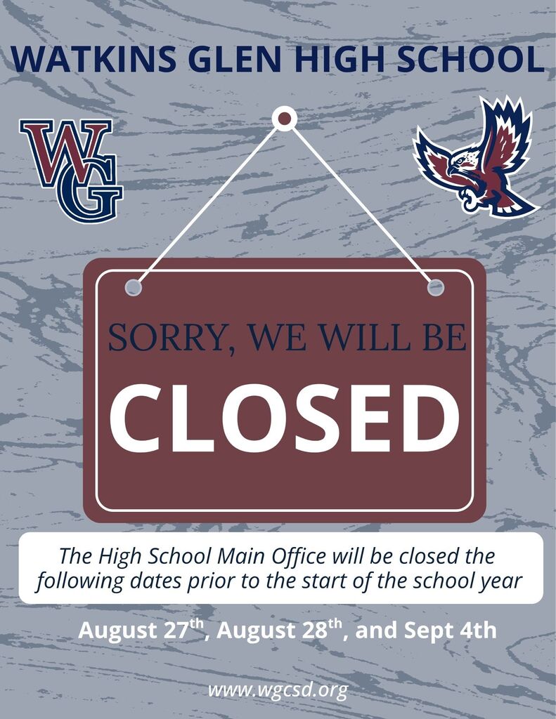 HS Main Office Closed 8/27, 8/28, 9/4