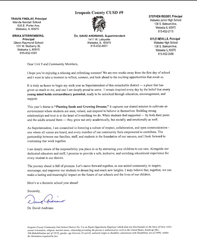 Welcome Letter 2025-2026