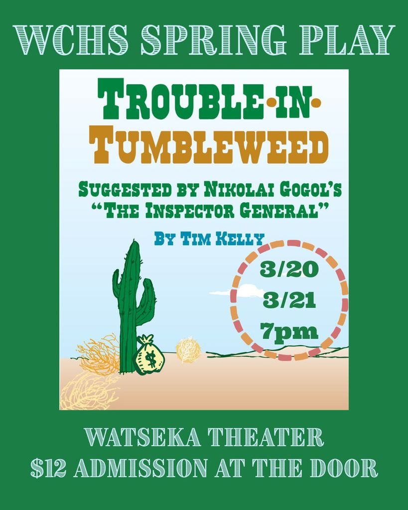 Make plans to see the WCHS Spring Play Friday, March 20 Saturday, March 21 7pm at the Watseka Theater