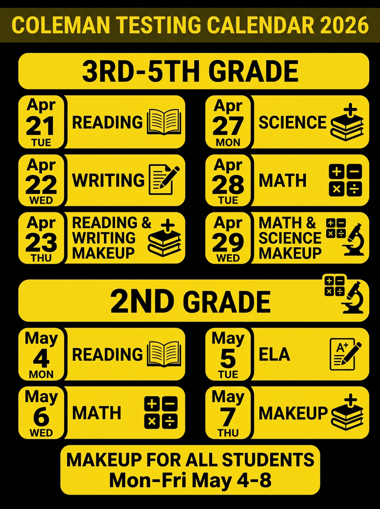 Coleman Testing Calender