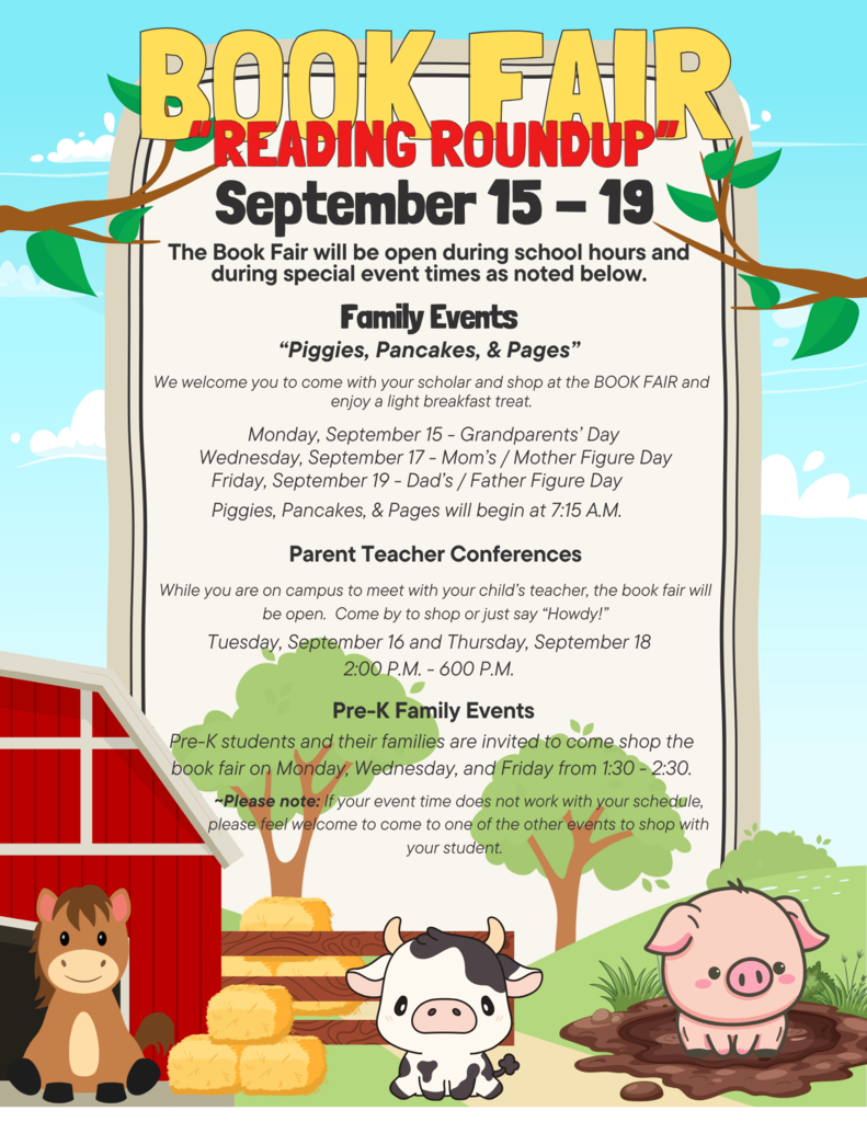 Edgewood's fall book fair, including family events will be held September 15-19 in the library.