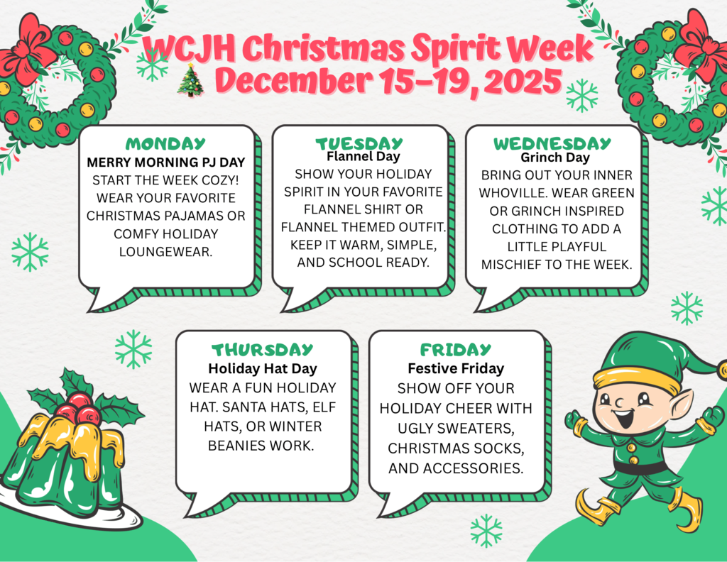 WCJH Christmas Spirit Week Flyer