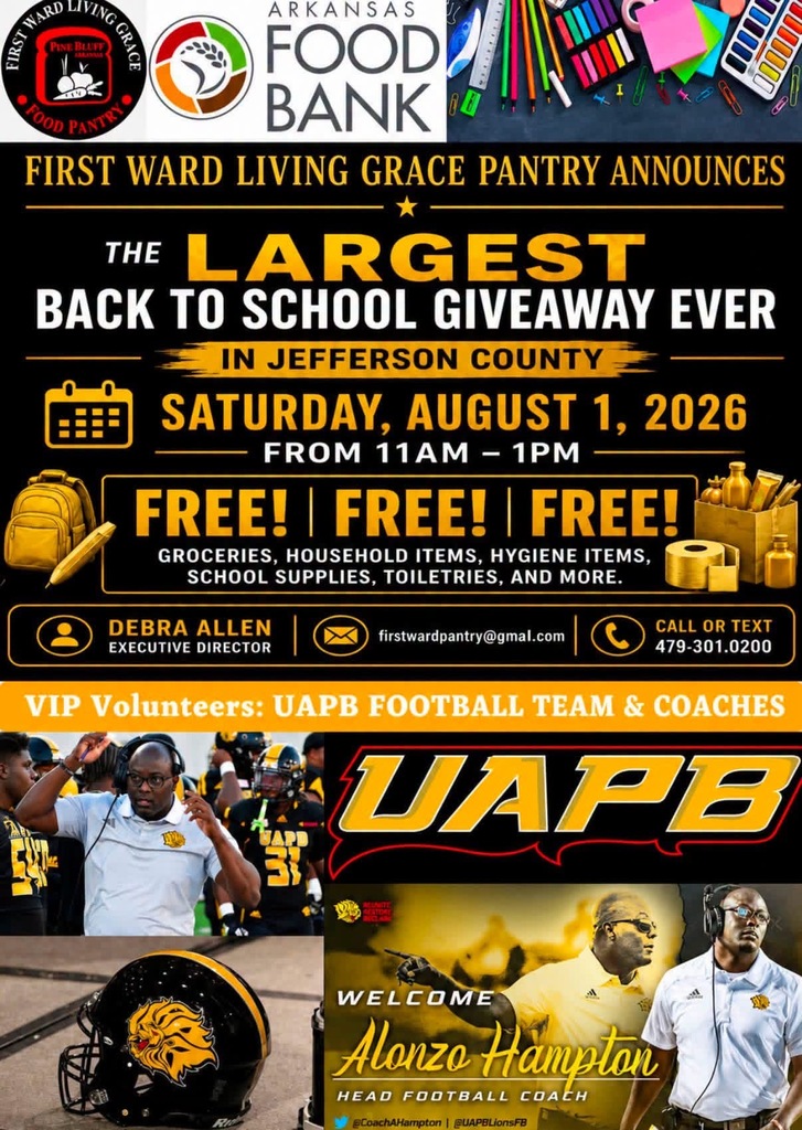 A flyer for the Largest Back to School Giveaway Ever at Jefferson County on August 1, 2026.