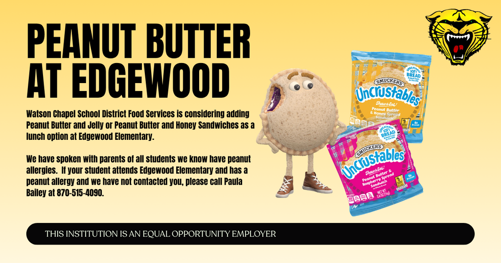 A yellow banner features an advertisement for peanut butter. A cartoon character holds a cookie and a peanut butter cup.