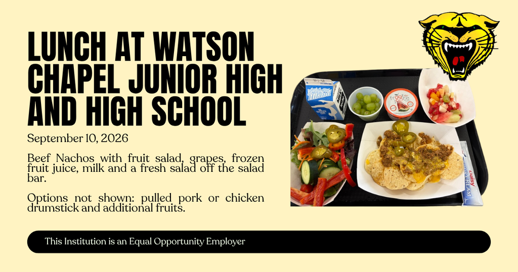 Notification and picture of the lunch that was offered at the Junior and High Schools today.
