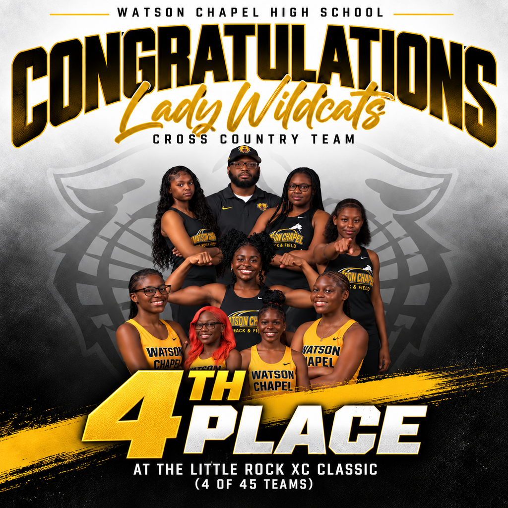 Congratulations to the Lady Wildcats Cross Country Team on earning 4th place at the Little Rock XC Classic this past weekend, according to the mile splits! 🏃♀️💛🖤 Way to represent Watson Chapel with hard work, determination, and Wildcat pride!