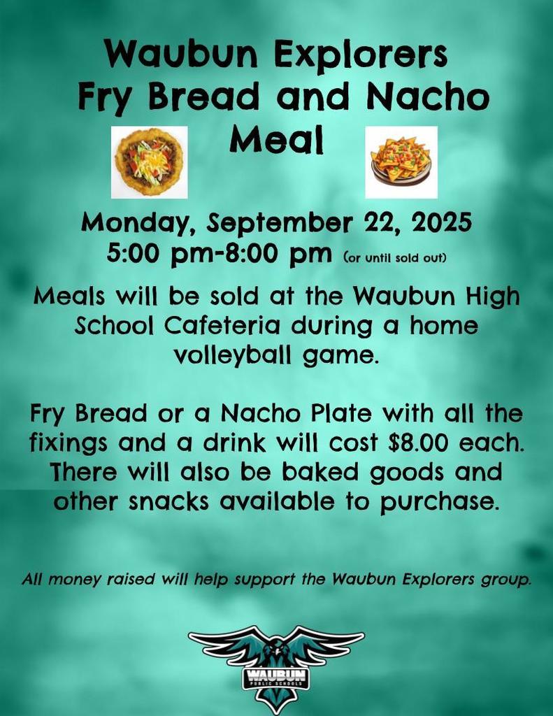 Waubun Explorers Meal 