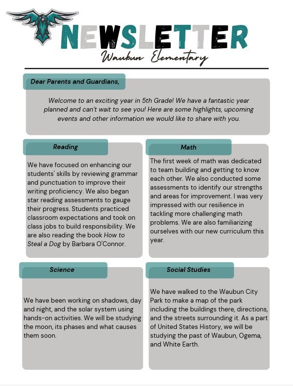 5th Grade Newsletter 