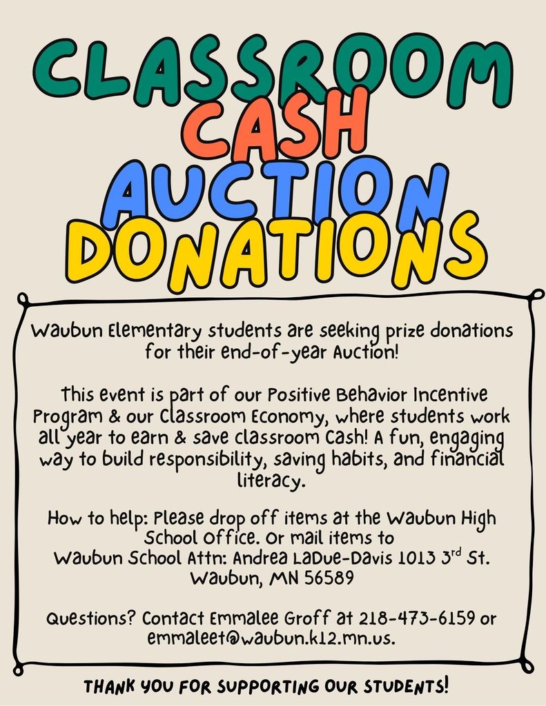 Classroom Cash Auction Donations