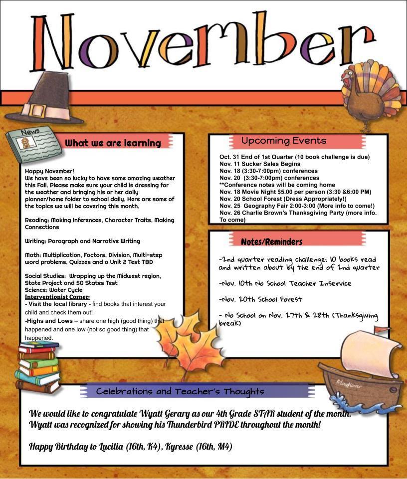 4th Grade Newsletter