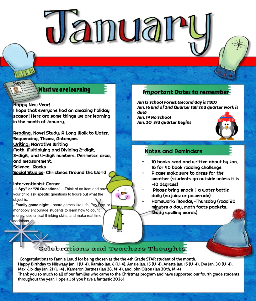 4th Grade Newsletter