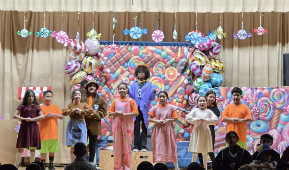 Students performing at the stage