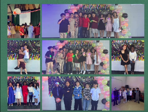 Collage of pictures of 5th grade dance