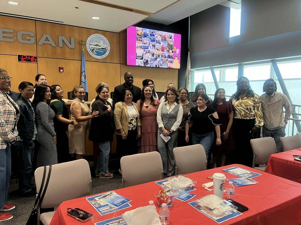 HACES Parent Mentors group picture at the Waukegan City Hall