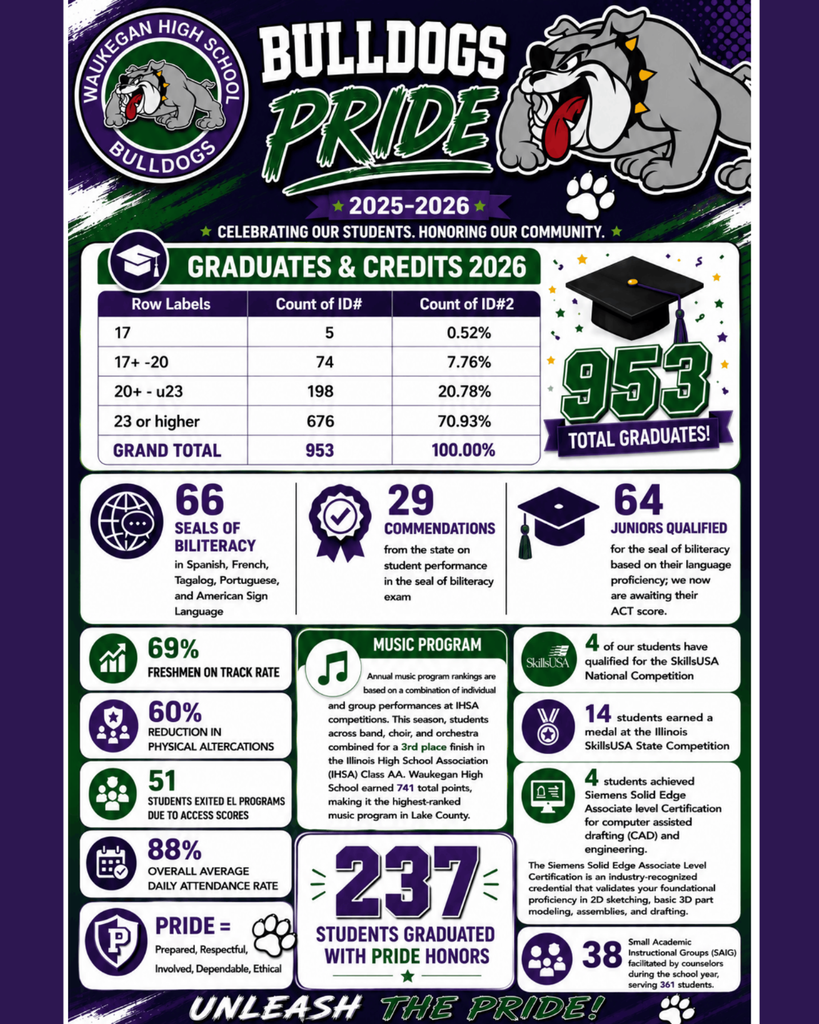 Info graphic poster of accomplishments. 