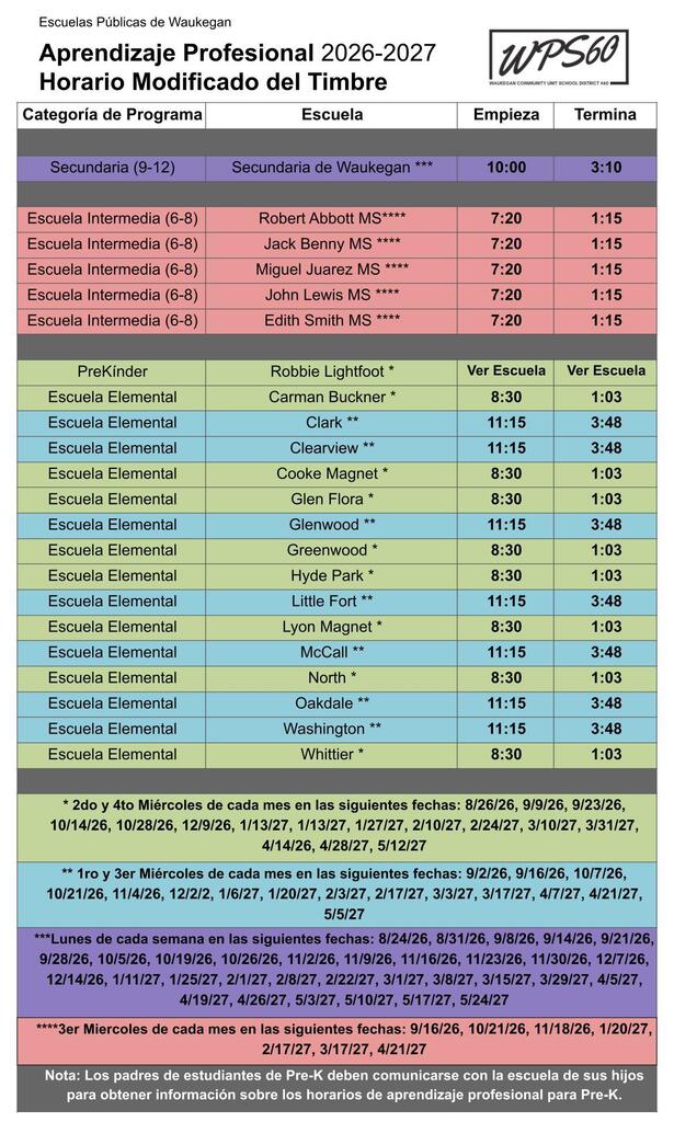 professional learning days calendar