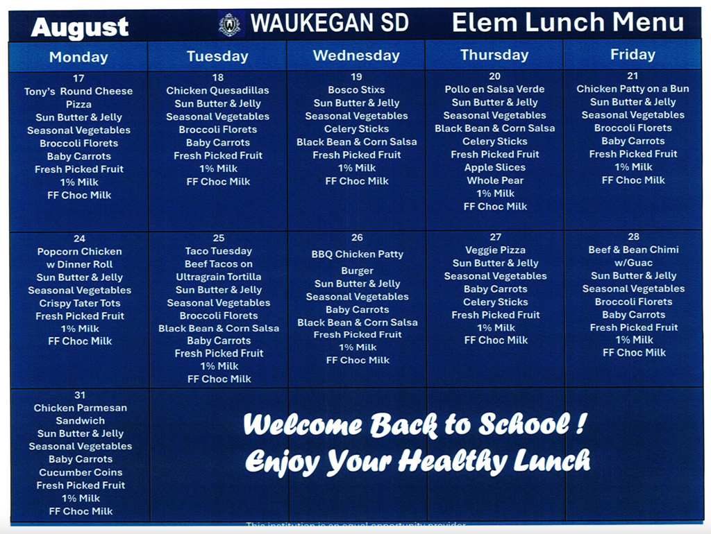 August Lunch Menu