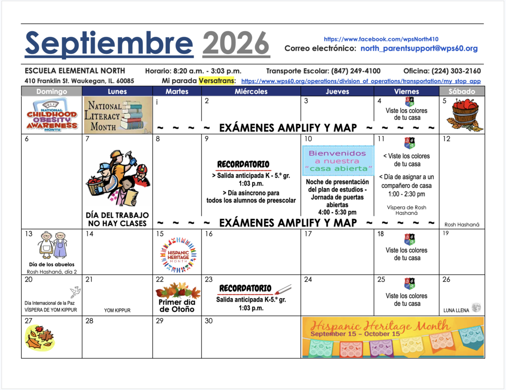 Calendario Escolar de Septiembre