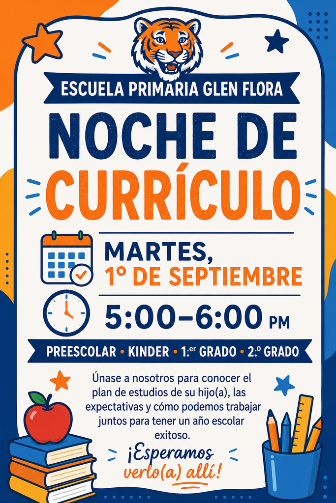 Glen Flora Prek/K/1st/2nd Curriculum Night 5:00 - 6:00