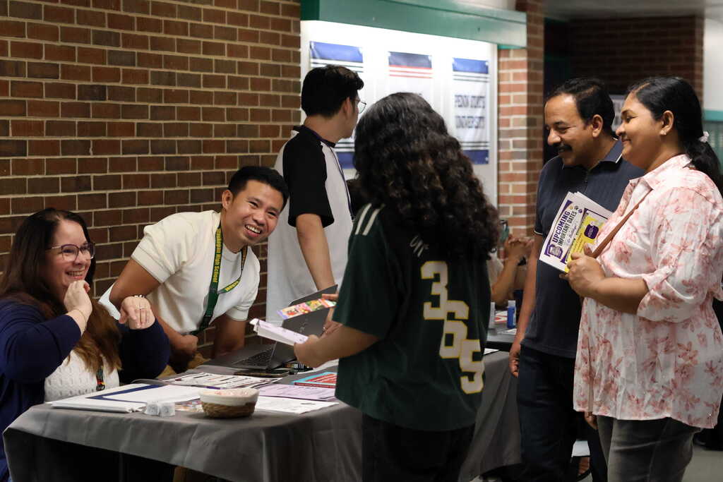 students with staff