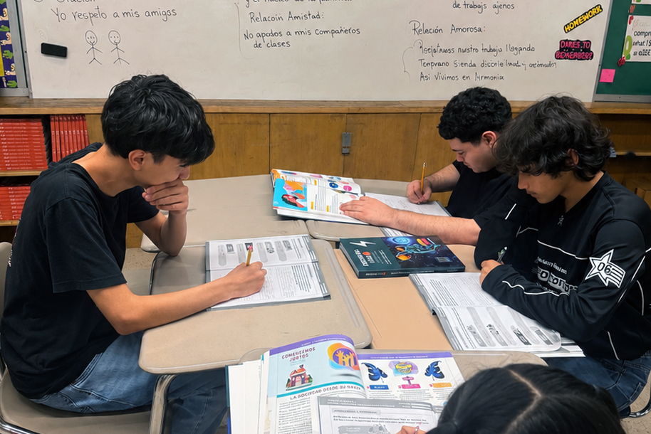 students at work