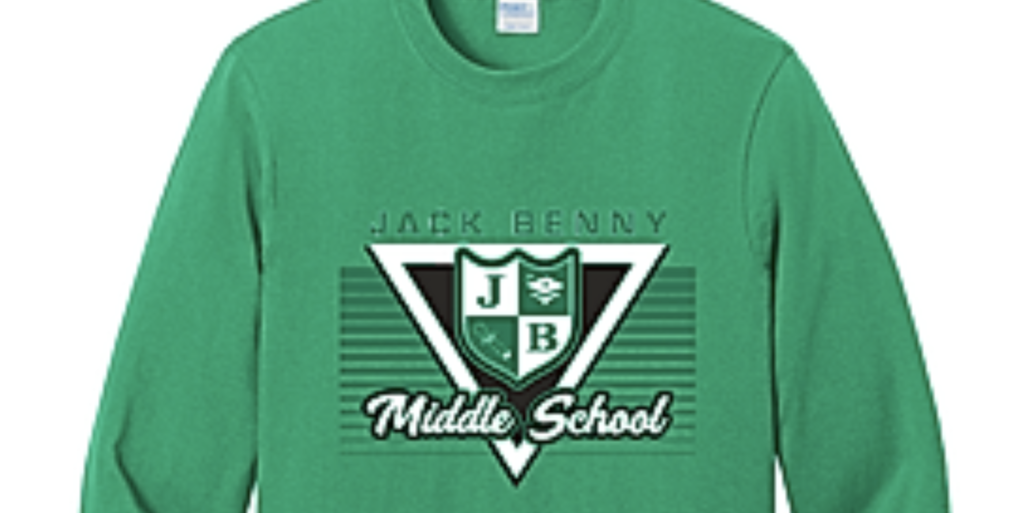Green shirt with Benny Middle School logo
