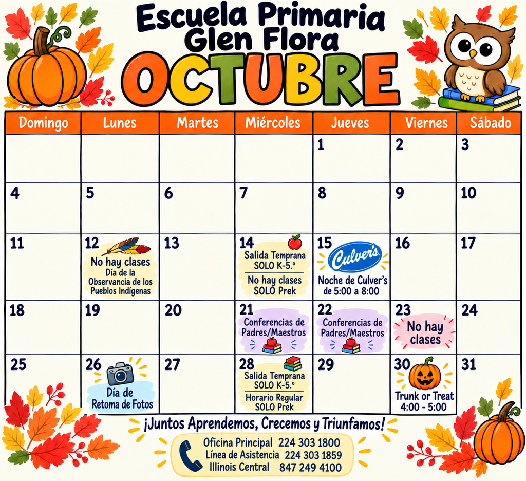 Glen Flora's October Calendar