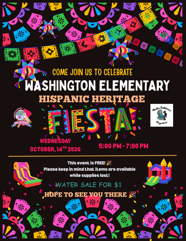 Hispanic Heritage Fiesta, Wendesay, October 14, 2026 from 5:00-7:00pm