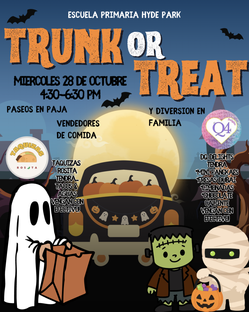 EVENTO DE TRUNK OR TREAT EL 28 DE OCTUBRE DE 4:30 A 6:30 PM